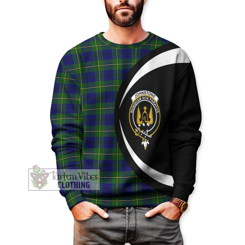 Johnstone Modern Tartan Sweatshirt with Family Crest Circle Style - Tartan Vibes Clothing