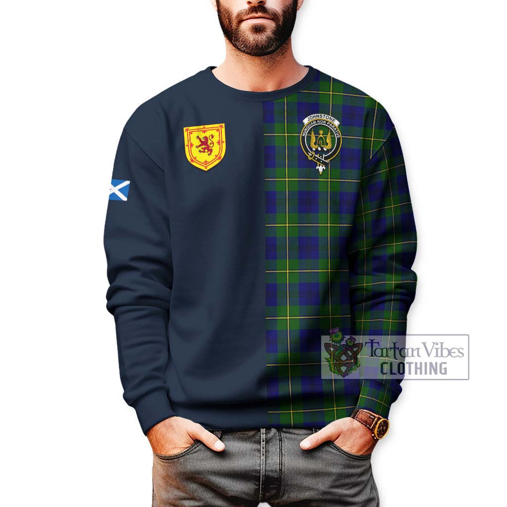 Tartan Vibes Clothing Johnstone Modern Tartan Sweatshirt with Scottish Lion Royal Arm Half Style