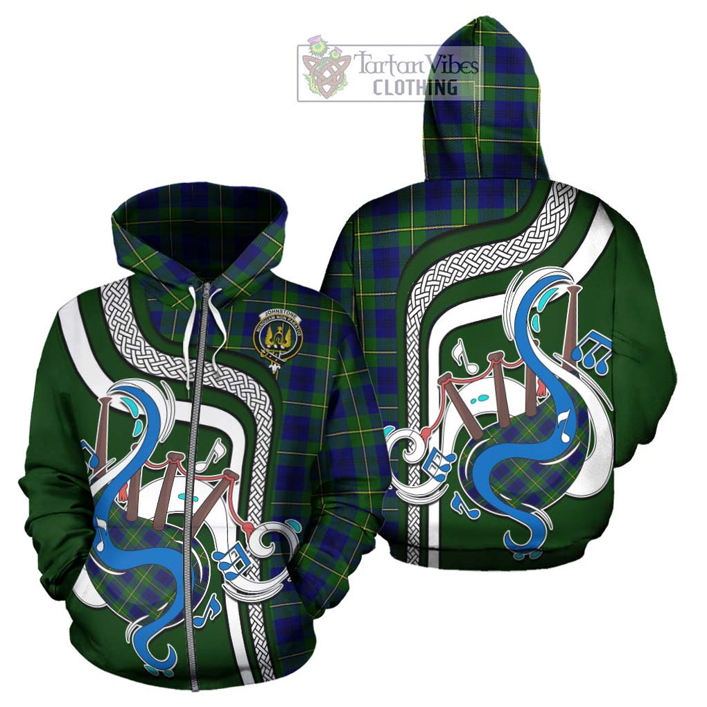 Johnstone Modern Tartan Hoodie with Epic Bagpipe Style - Tartanvibesclothing Shop