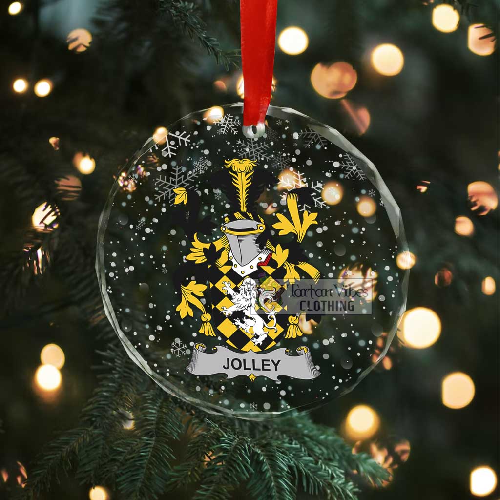 Tartan Vibes Clothing Jolley Irish Clan Christmas Glass Ornament with Coat of Arms