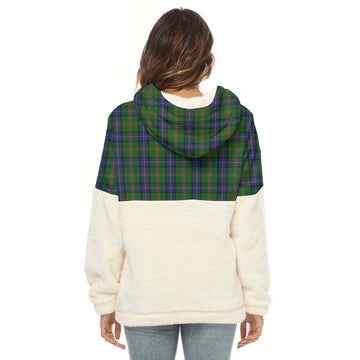 Jones Tartan Half Style Women's Borg Fleece Hoodie with Half Zip - Tartan Vibes Clothing