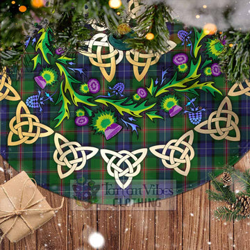 Jones Tartan Christmas Tree Skirt with Thistle Celtic Knot Style