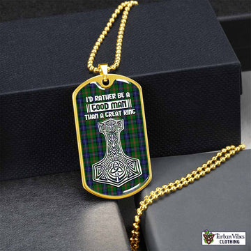 Jones Tartan Dog Tag Necklace Viking Mjolnir Style