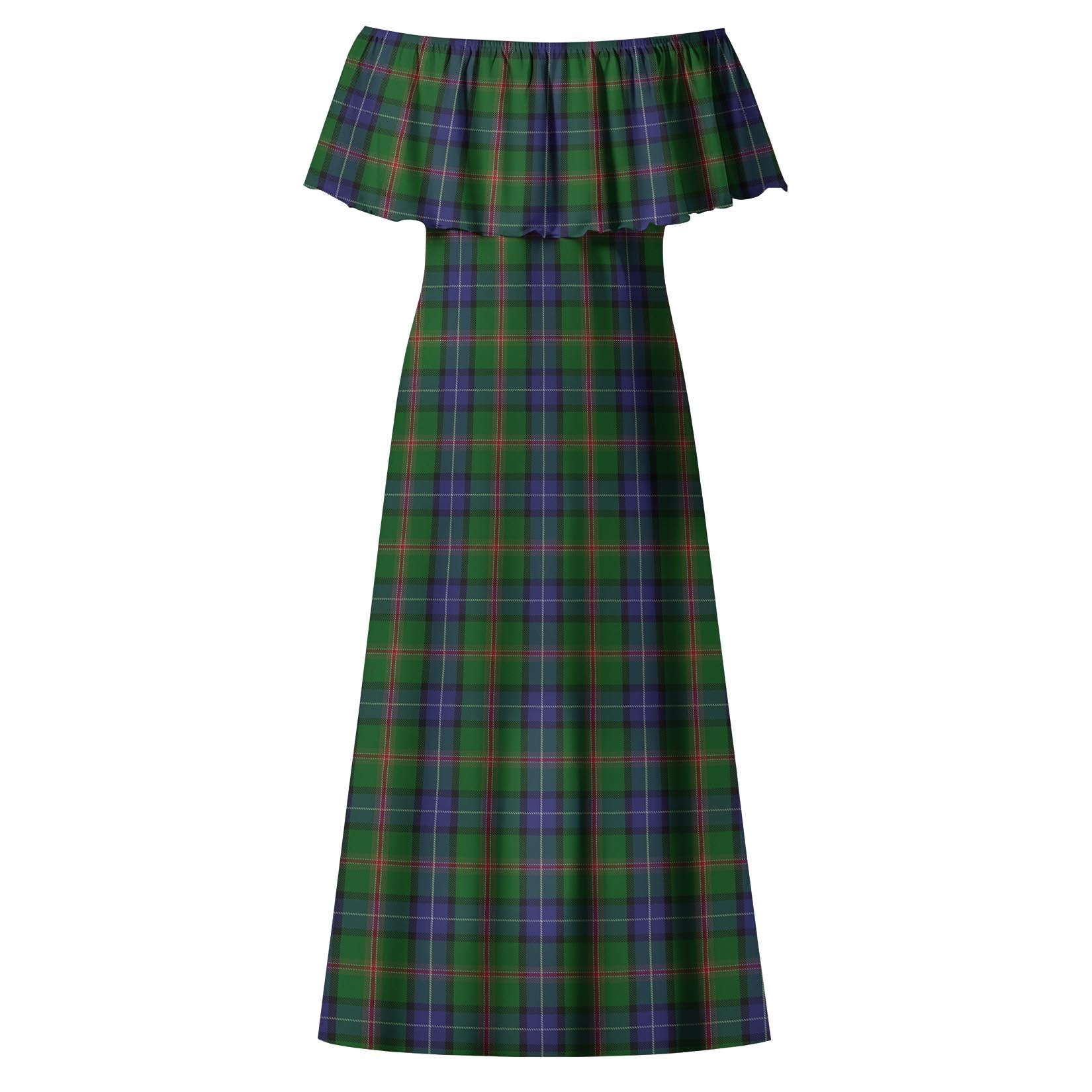 Jones Tartan Off Shoulder Long Dress - Tartanvibesclothing