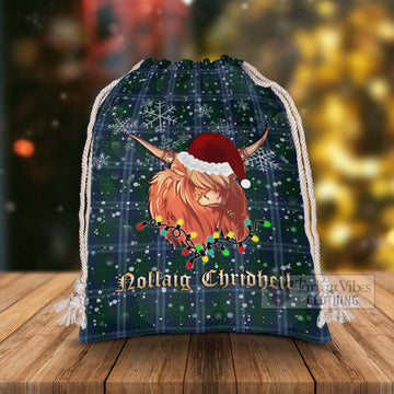 Jones of Wales Tartan Christmas Santa's Bag with Twinkle Highland Cattle