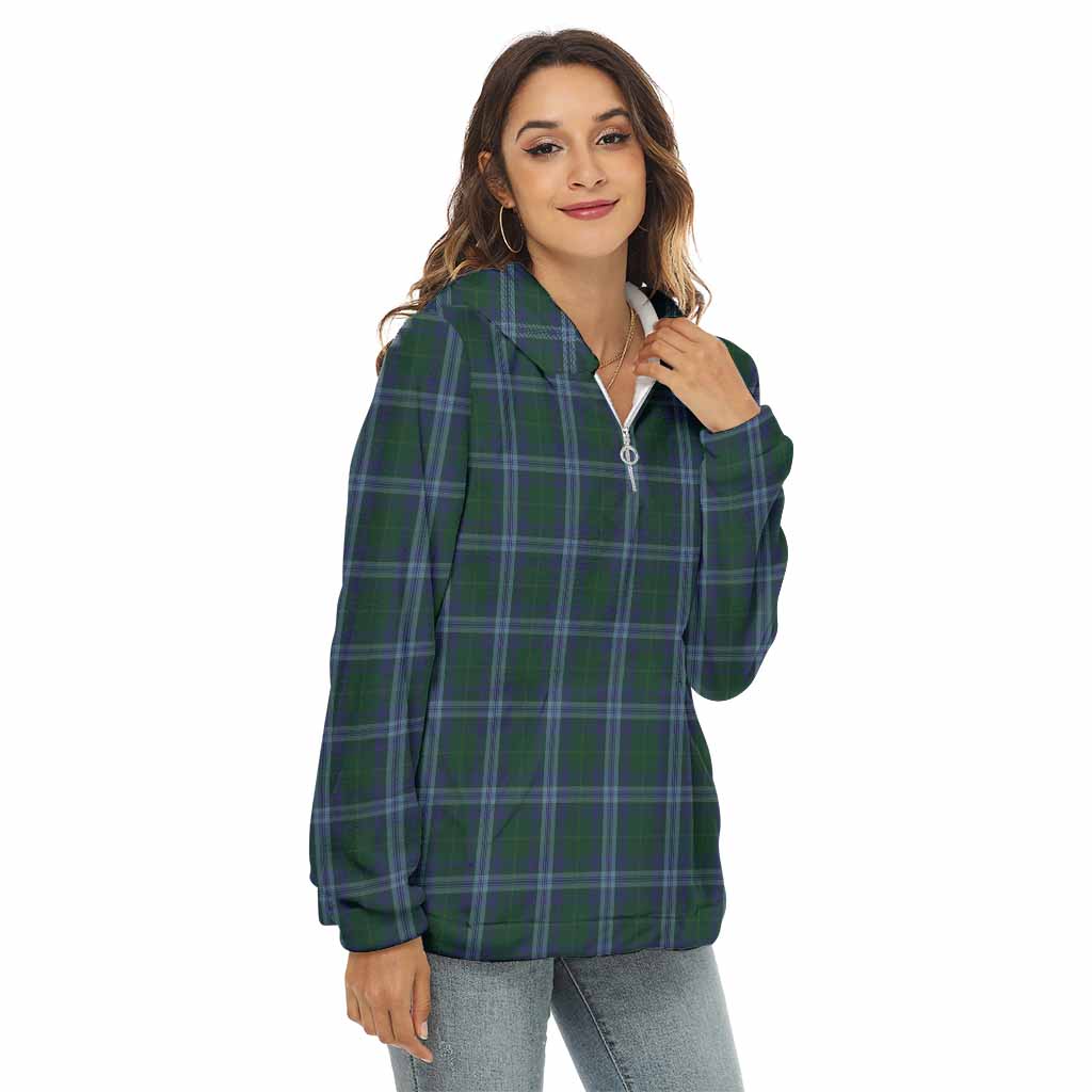 Tartan Vibes Clothing Jones of Wales Tartan Women's Borg  Half Zip Fleece Hoodie