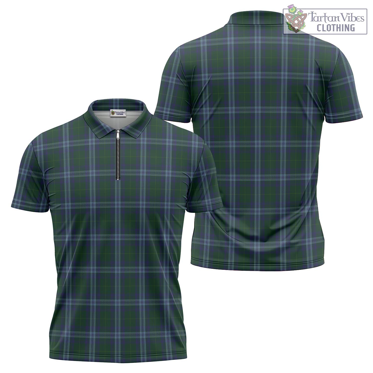 Tartan Vibes Clothing Jones of Wales Tartan Zipper Polo Shirt