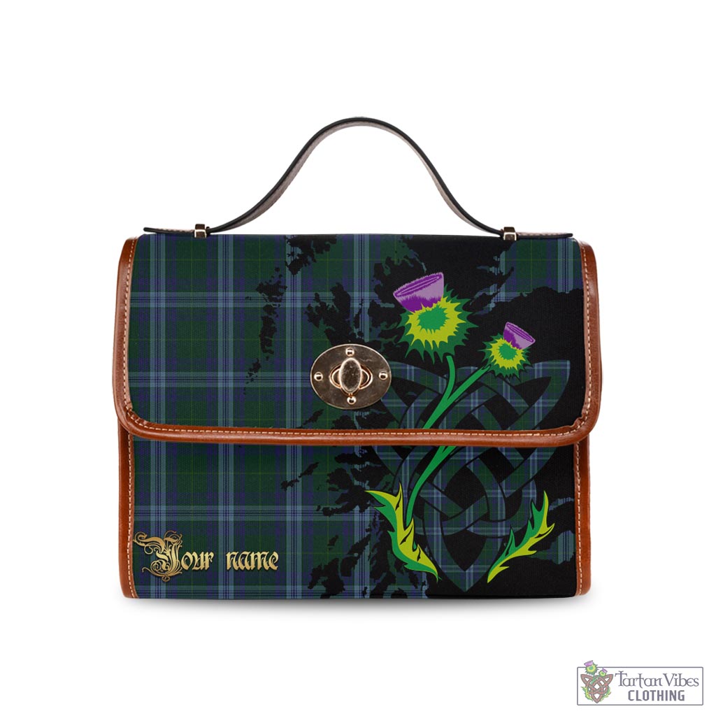 Tartan Vibes Clothing Jones of Wales Tartan Waterproof Canvas Bag with Scotland Map and Thistle Celtic Accents