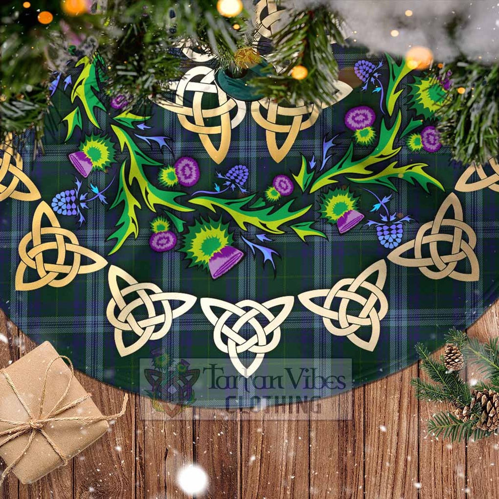 Tartan Vibes Clothing Jones of Wales Tartan Christmas Tree Skirt with Thistle Celtic Knot Style