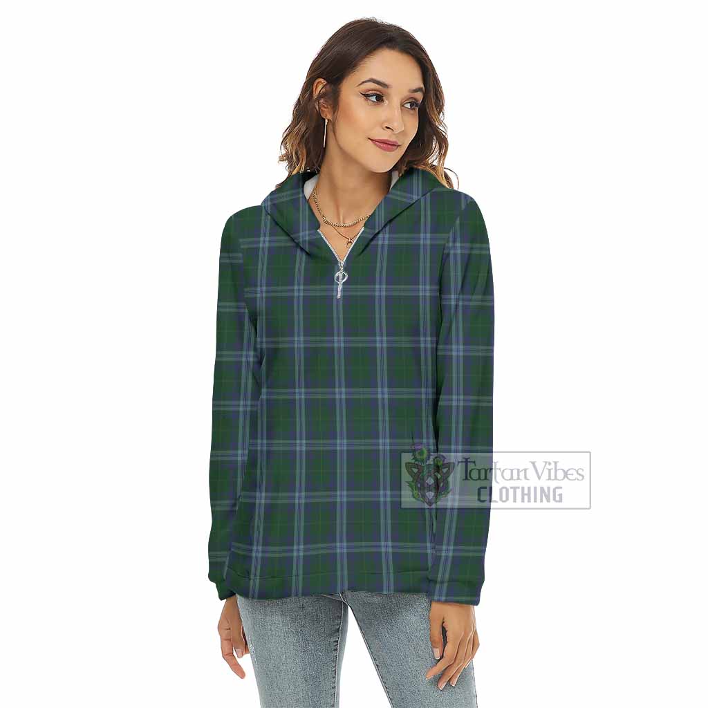 Tartan Vibes Clothing Jones of Wales Tartan Women's Borg  Half Zip Fleece Hoodie