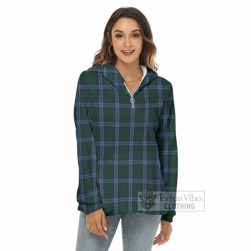 Tartan Vibes Clothing Jones of Wales Tartan Women's Borg  Half Zip Fleece Hoodie