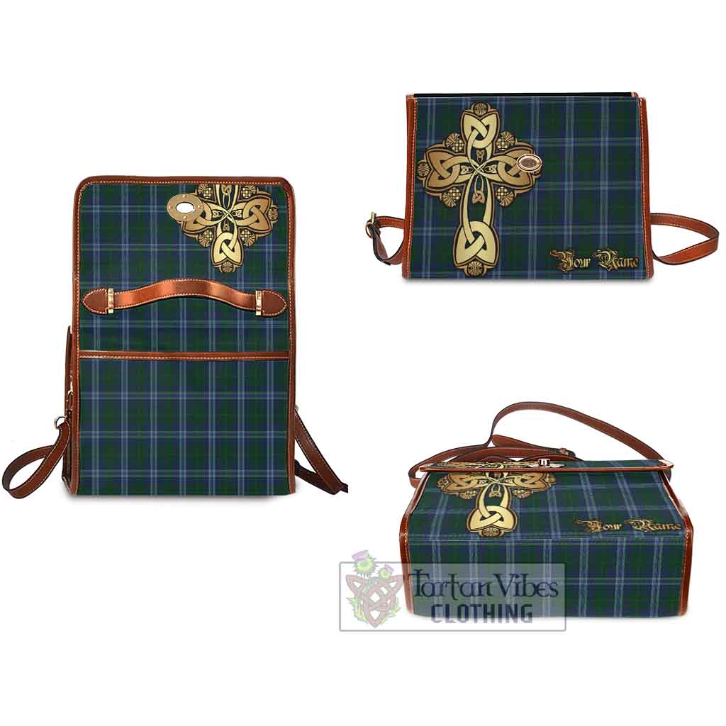 Tartan Vibes Clothing Jones of Wales Tartan Waterproof Canvas Bag Golden Thistle Celtic Cross Style