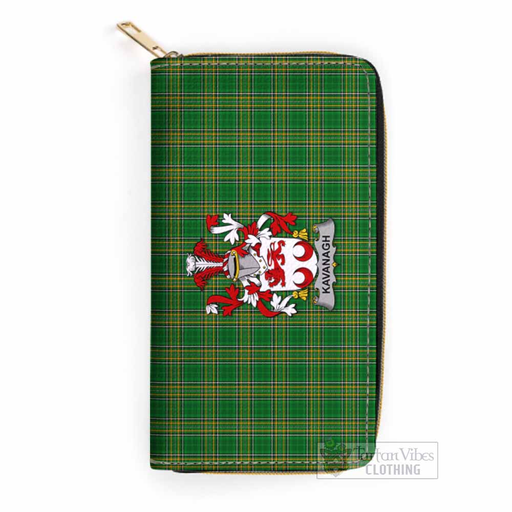 Kavanagh Irish Clan Tartan Women's Leather Wallet with Coat of Arms One Size 19.7*10.5*3.5 cm - Tartan Vibes Clothing