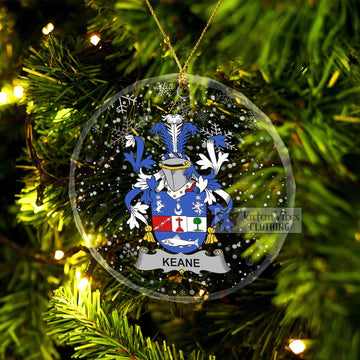 Keane Irish Clan Christmas Glass Ornament with Coat of Arms