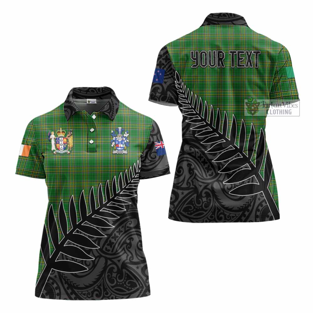 Tartan Vibes Clothing Keane Irish Clan Tartan Women's Polo Shirt with Coat of Arms New Zealand Silver Fern Half Style