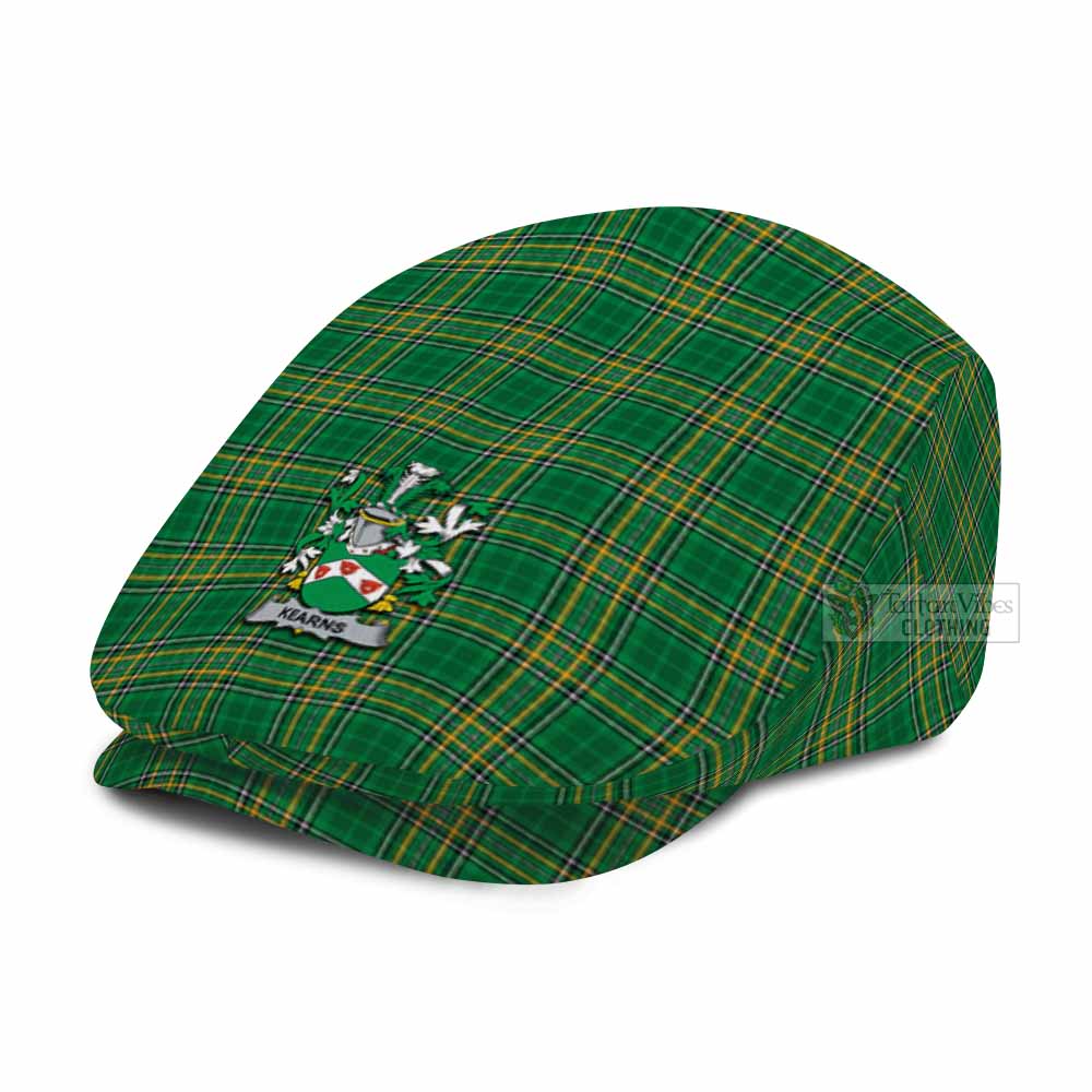 Kearns Irish Clan Tartan Jeff Cap, Tartan Flat Cap with Coat of Arm - Tartan Vibes Clothing