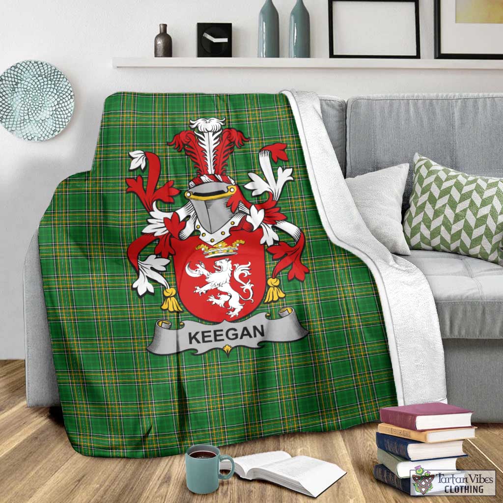 Tartan Vibes Clothing Keegan Irish Clan Tartan Blanket with Coat of Arms