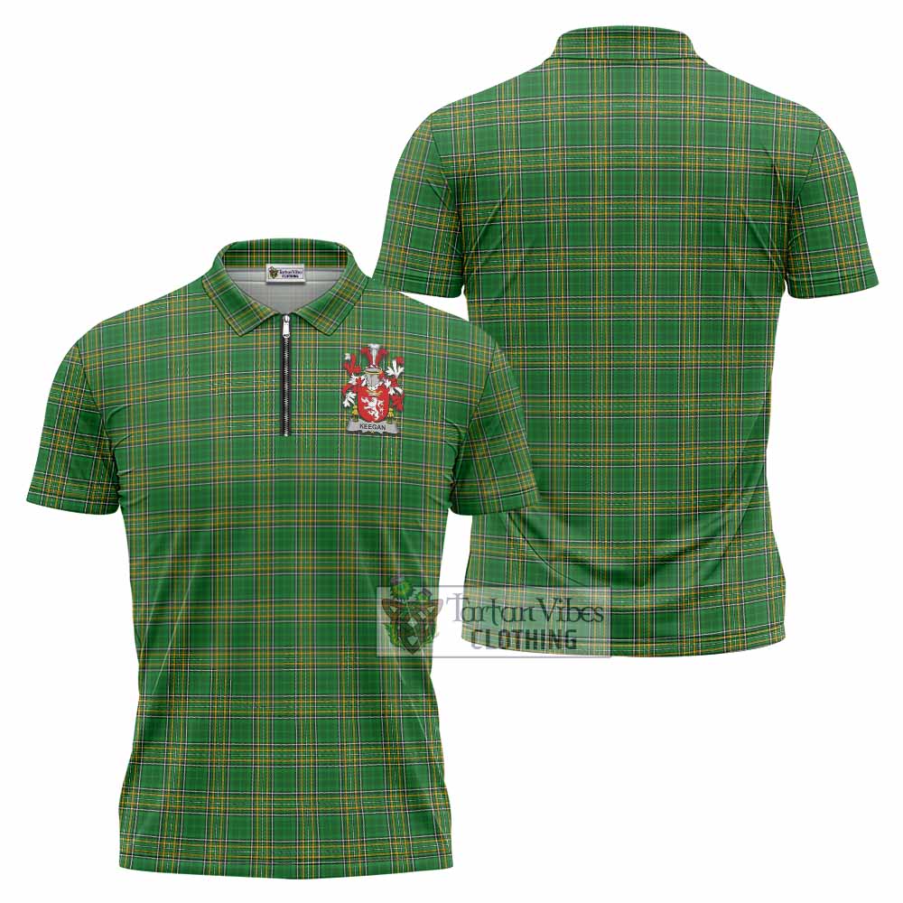 Keegan Irish Clan Tartan Zipper Polo Shirt with Coat of Arms