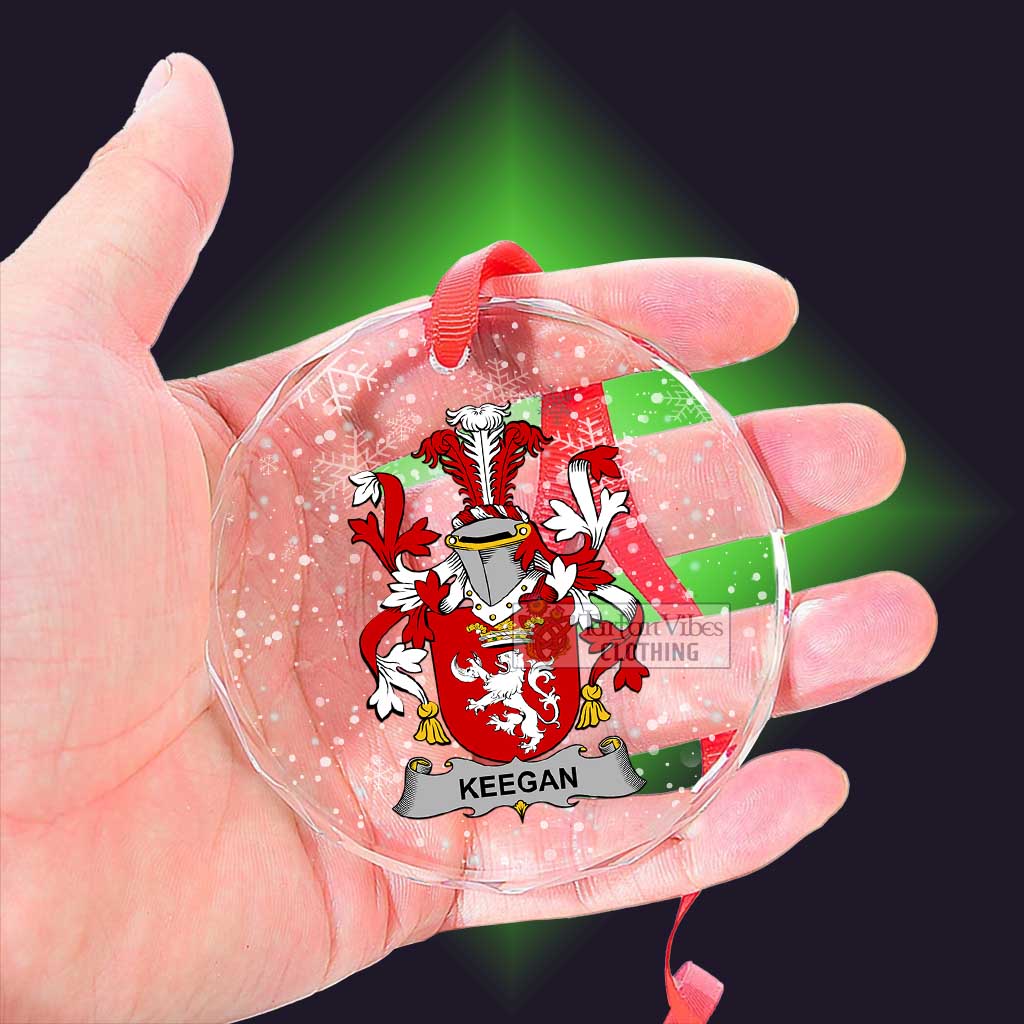 Tartan Vibes Clothing Keegan Irish Clan Christmas Glass Ornament with Coat of Arms