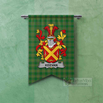 Keevan Irish Clan Tartan Gonfalon, Tartan Banner with Coat of Arms Fishtail - Tartan Vibes Clothing