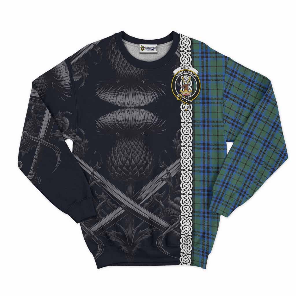 Tartan Vibes Clothing Keith Tartan Sweatshirt with Family Crest Cross Sword Thistle Celtic Vibes