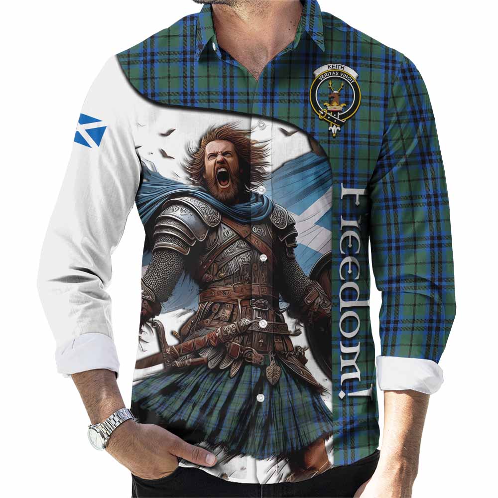 Tartan Vibes Clothing Keith Crest Tartan Long Sleeve Button Shirt Inspired by the Freedom of Scottish Warrior