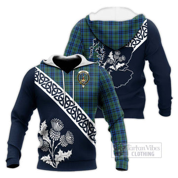 Keith Tartan Knitted Hoodie Featuring Thistle and Scotland Map