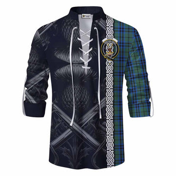 Keith Tartan Ghillie Kilt Shirt with Family Crest Cross Sword Thistle Celtic Vibes