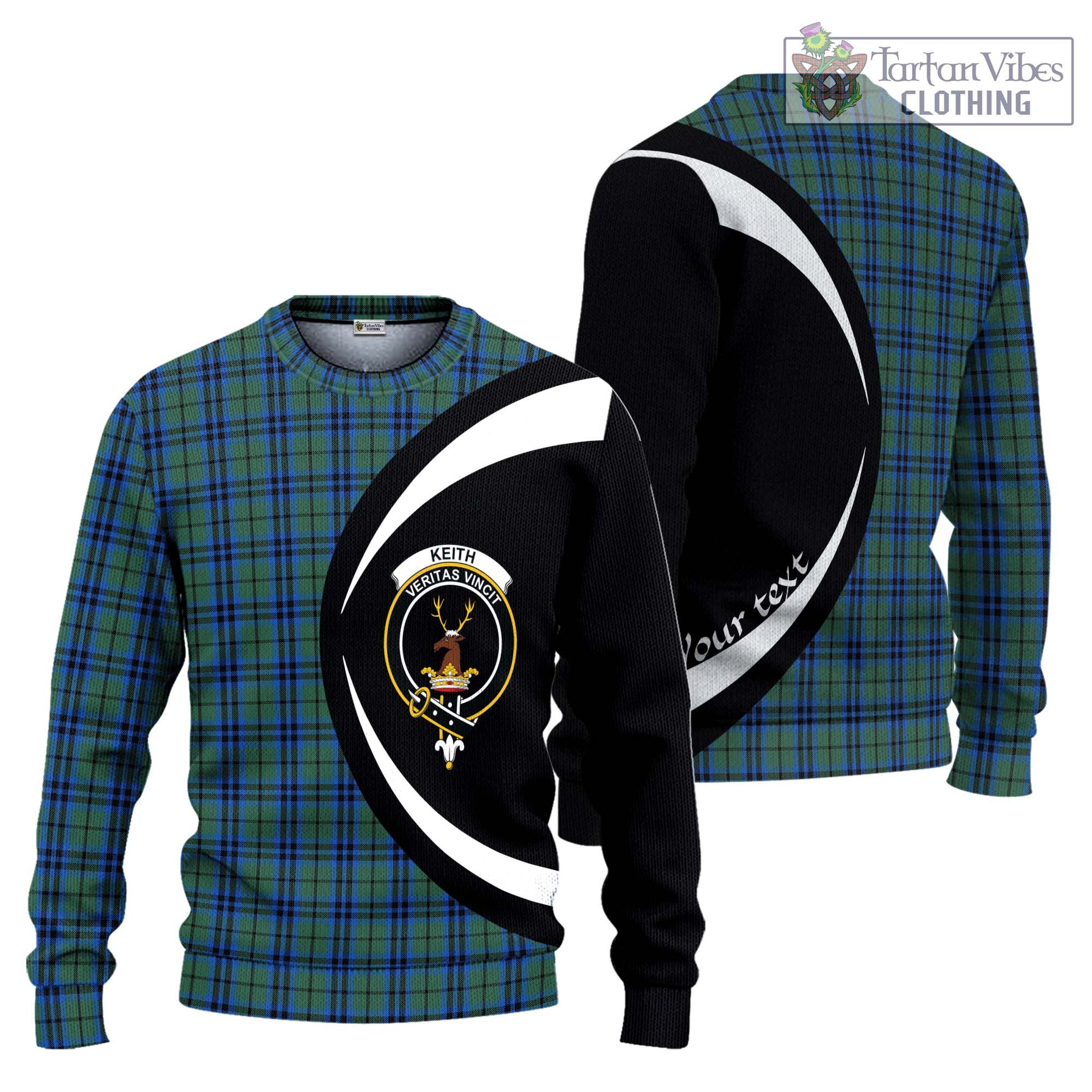 Keith Tartan Ugly Sweater with Family Crest Circle Style Unisex - Tartan Vibes Clothing