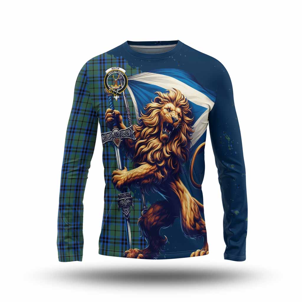 Tartan Vibes Clothing Keith Tartan Family Crest Long Sleeve T-Shirt with Scottish Majestic Lion