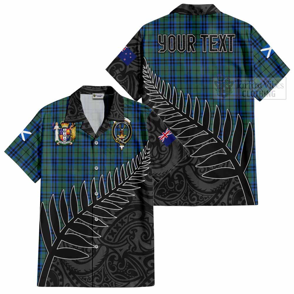 Tartan Vibes Clothing Keith Crest Tartan Short Sleeve Button Shirt with New Zealand Silver Fern Half Style