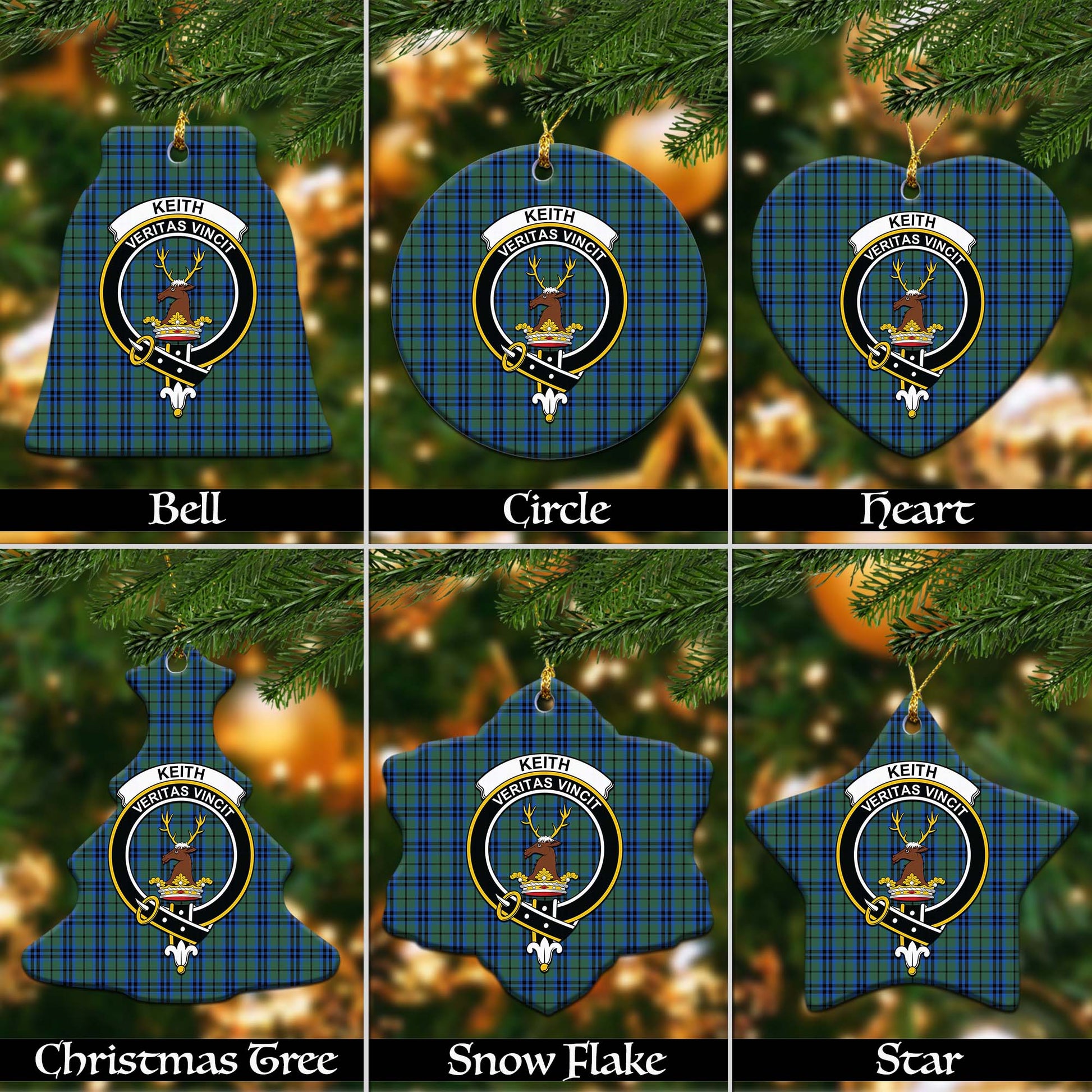 Keith Tartan Christmas Ornaments with Family Crest - Tartanvibesclothing