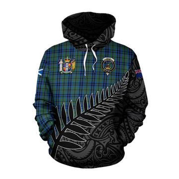 Keith Crest Tartan Cotton Hoodie with New Zealand Silver Fern Half Style