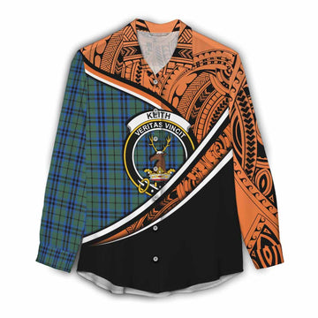 Keith Crest Tartan Women's Casual Shirt with Polynesian Vibes Style - Orange Version