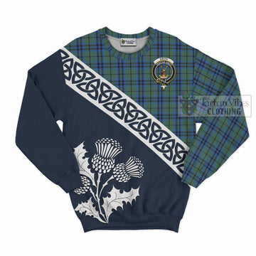 Keith Tartan Sweatshirt Featuring Thistle and Scotland Map