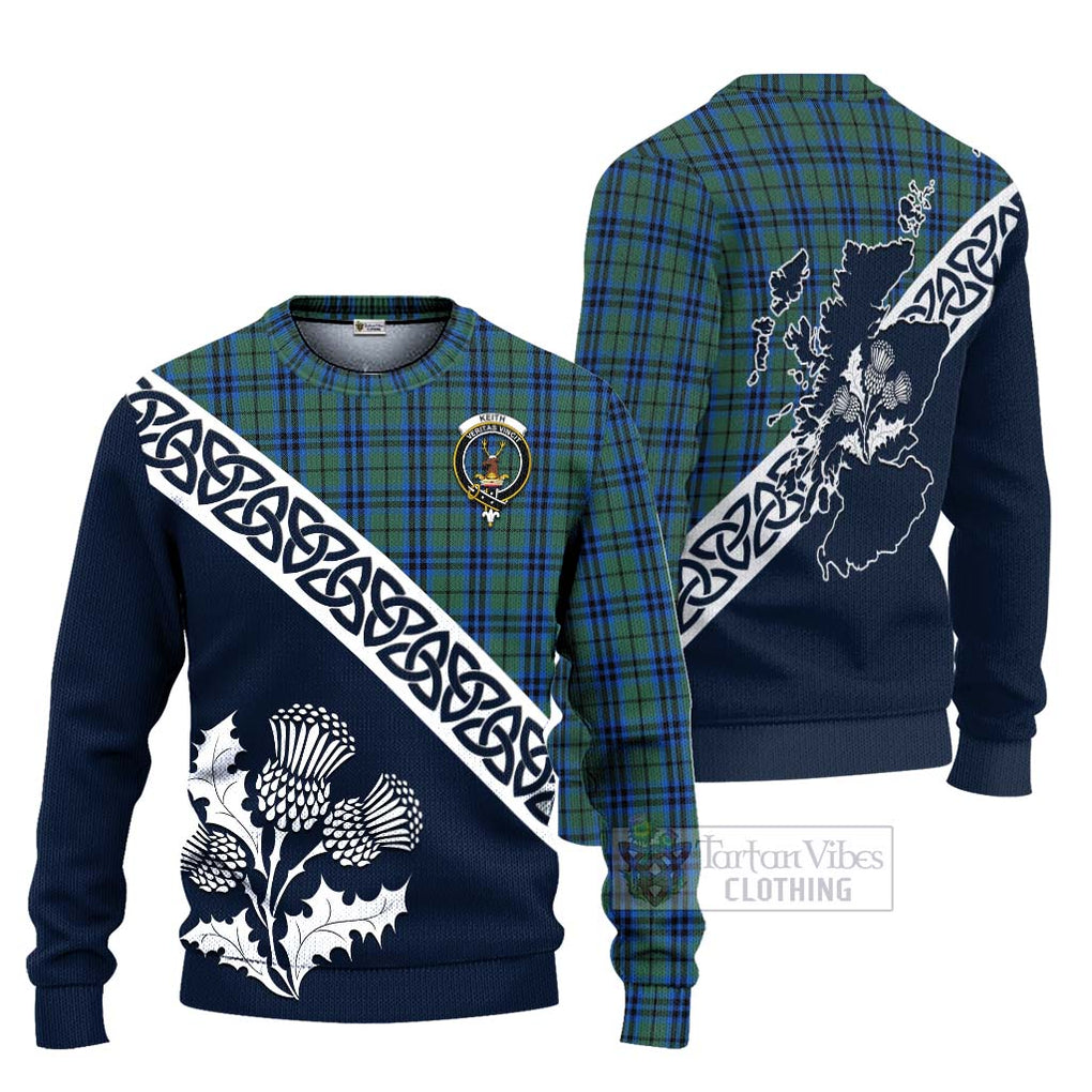 Tartan Vibes Clothing Keith Tartan Knitted Sweater Featuring Thistle and Scotland Map