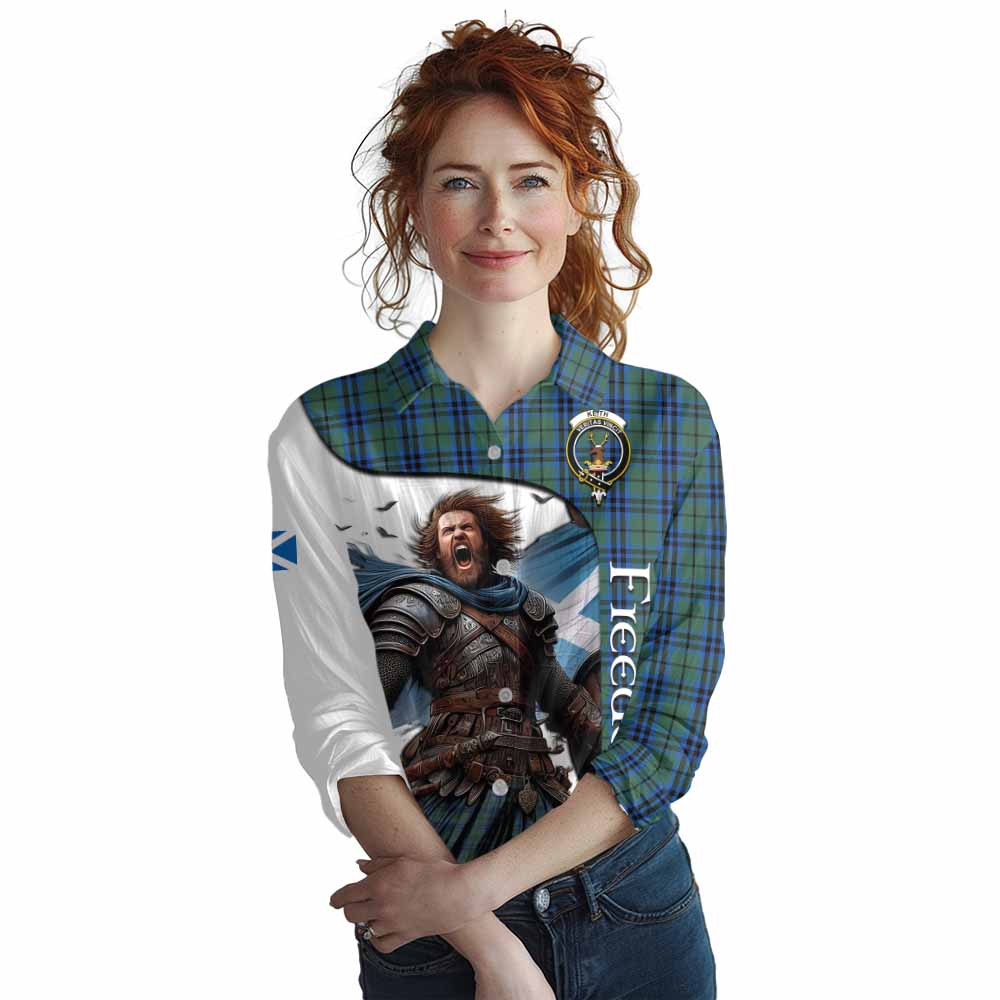 Tartan Vibes Clothing Keith Crest Tartan Women's Casual Shirt Inspired by the Freedom of Scottish Warrior