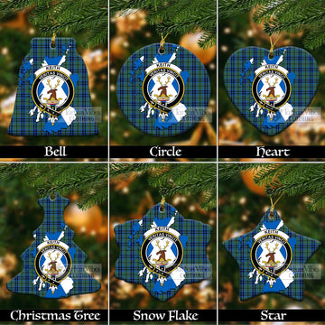 Keith Tartan Christmas Ornament with Family Crest and Scotland Map