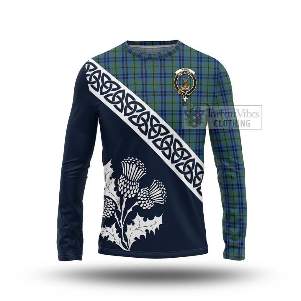 Tartan Vibes Clothing Keith Tartan Long Sleeve T-Shirt Featuring Thistle and Scotland Map