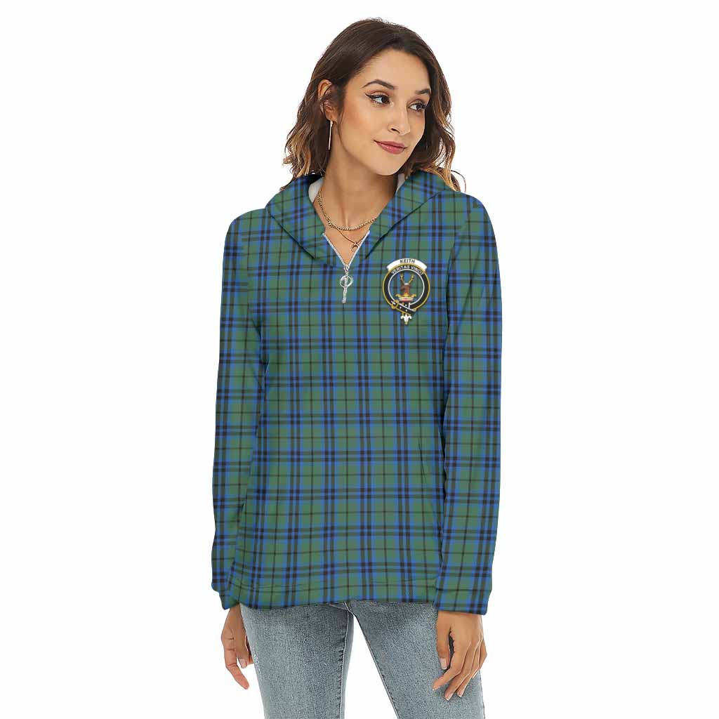 Tartan Vibes Clothing Keith Tartan Crest Women's Borg  Half Zip Fleece Hoodie