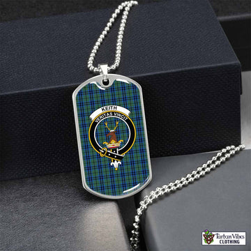 Keith Tartan Dog Tag Necklace with Family Crest