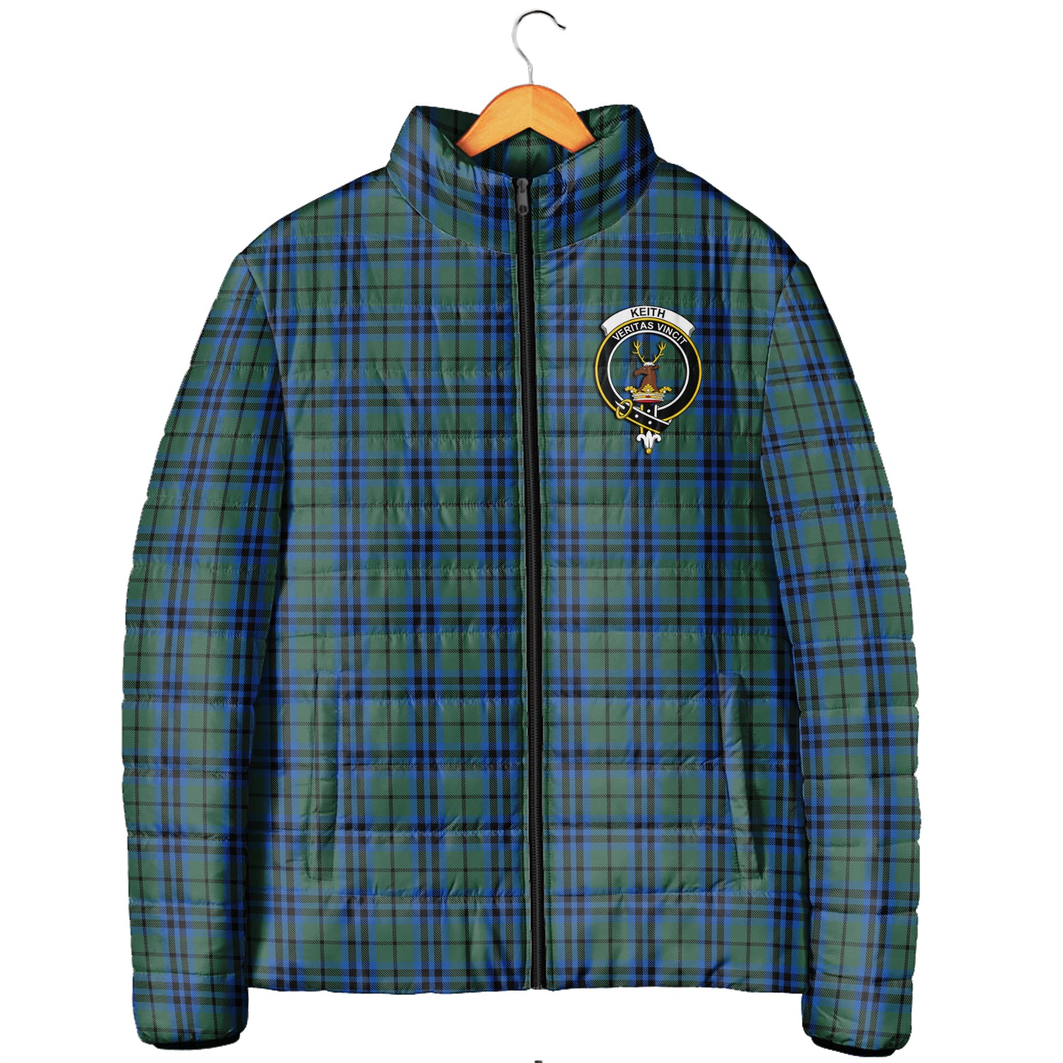 Keith Tartan Padded Jacket with Family Crest Men's Padded Jacket - Tartan Vibes Clothing