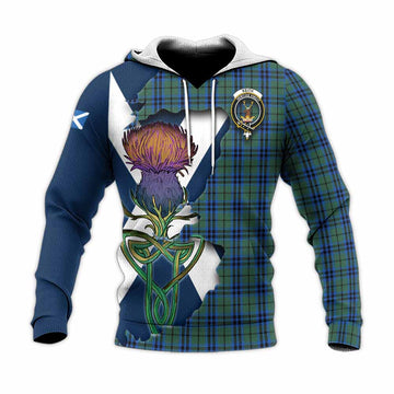 Keith Tartan Family Crest Knitted Hoodie Scottish Thistle Celtic Inspired Unisex Knitted Pullover Hoodie - Tartan Vibes Clothing