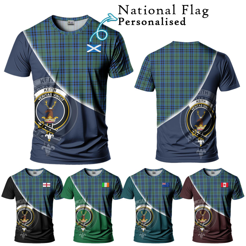 Keith Tartan T-Shirt with Personalised National Flag and Family Crest Half Style Kid's Shirt - Tartanvibesclothing Shop