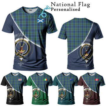 Keith Tartan T-Shirt with Personalised National Flag and Family Crest Half Style