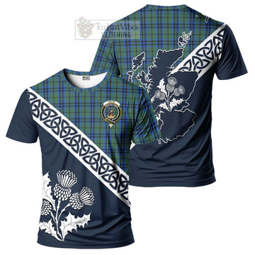 Keith Tartan T-Shirt Featuring Thistle and Scotland Map