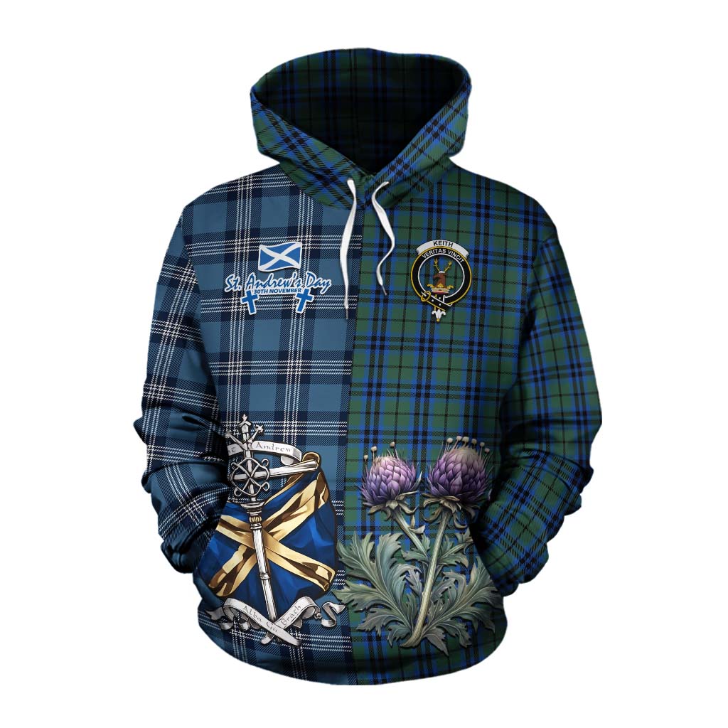 Tartan Vibes Clothing Keith Tartan Cotton Hoodie Happy St. Andrew's Day Half Tartan Style