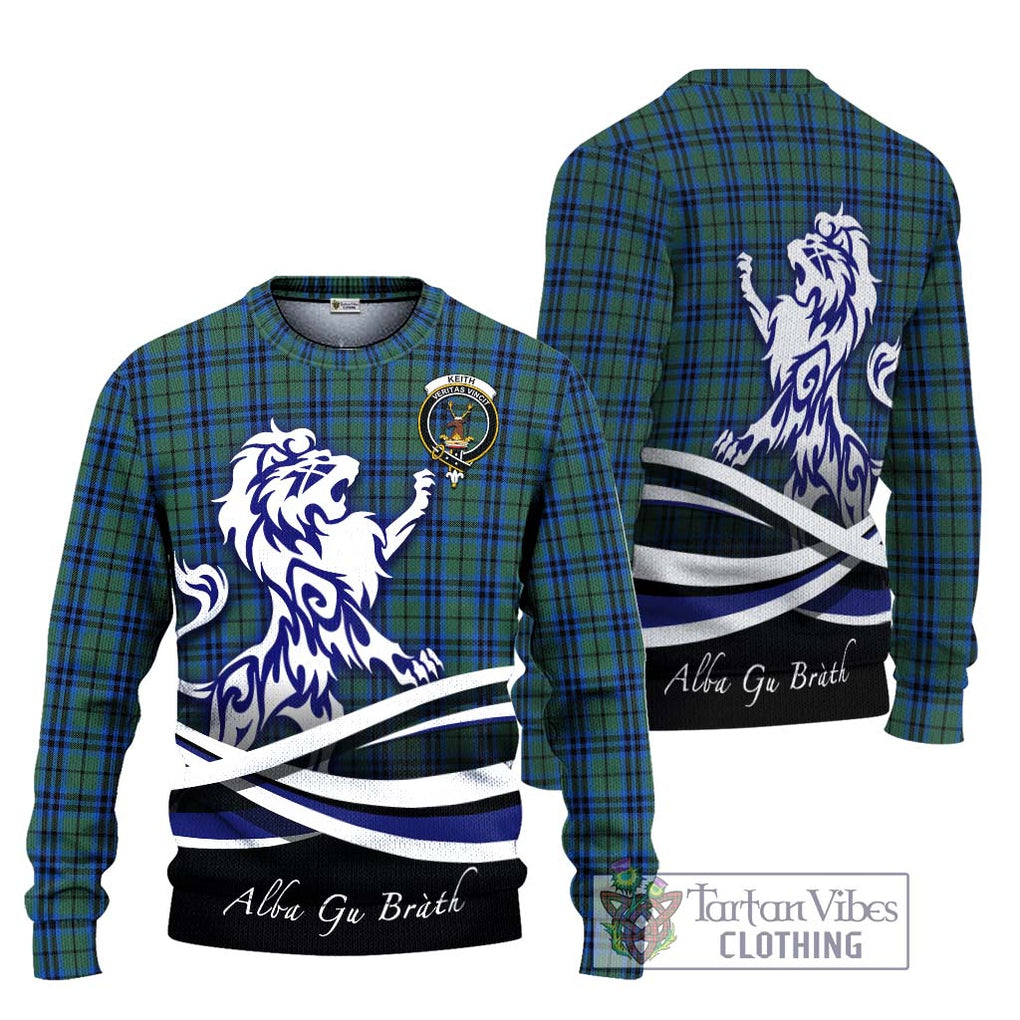 Keith Tartan Knitted Sweater with Alba Gu Brath Regal Lion Emblem Unisex - Tartanvibesclothing Shop