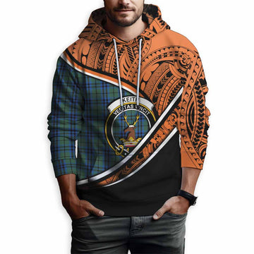 Keith Crest Tartan Hoodie with Polynesian Vibes Style - Orange Version