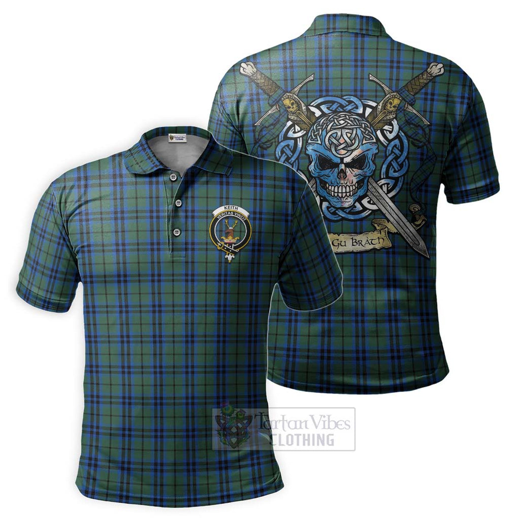 Tartan Vibes Clothing Keith Tartan Polo Shirt with Family Crest Celtic Skull Style